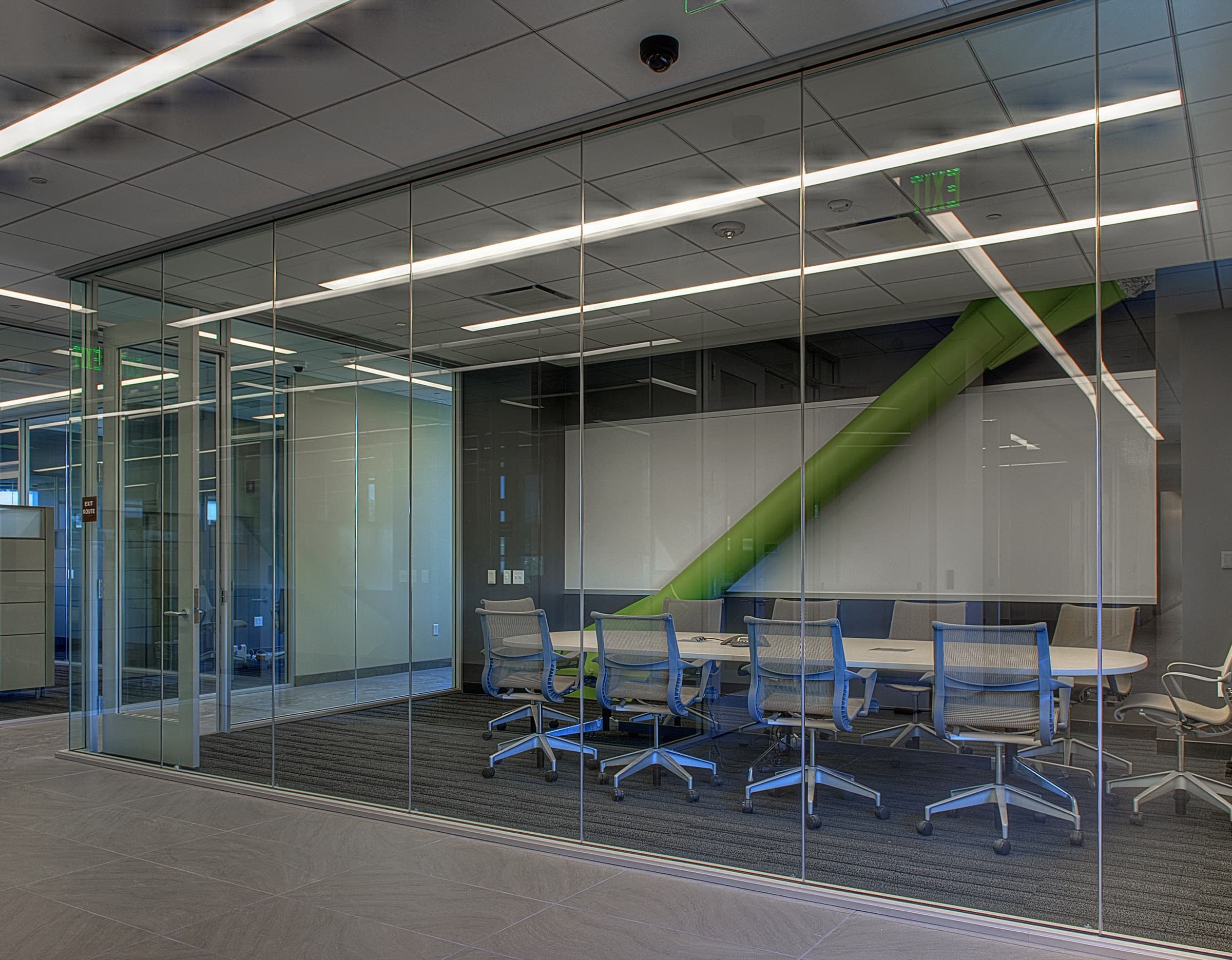 Glass conference room framed with BuiltRite aluminum frames
